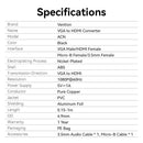 Vention VGA to HDMI Converter with Female Micro USB & Audio Port - 0.15M (ACNBB)