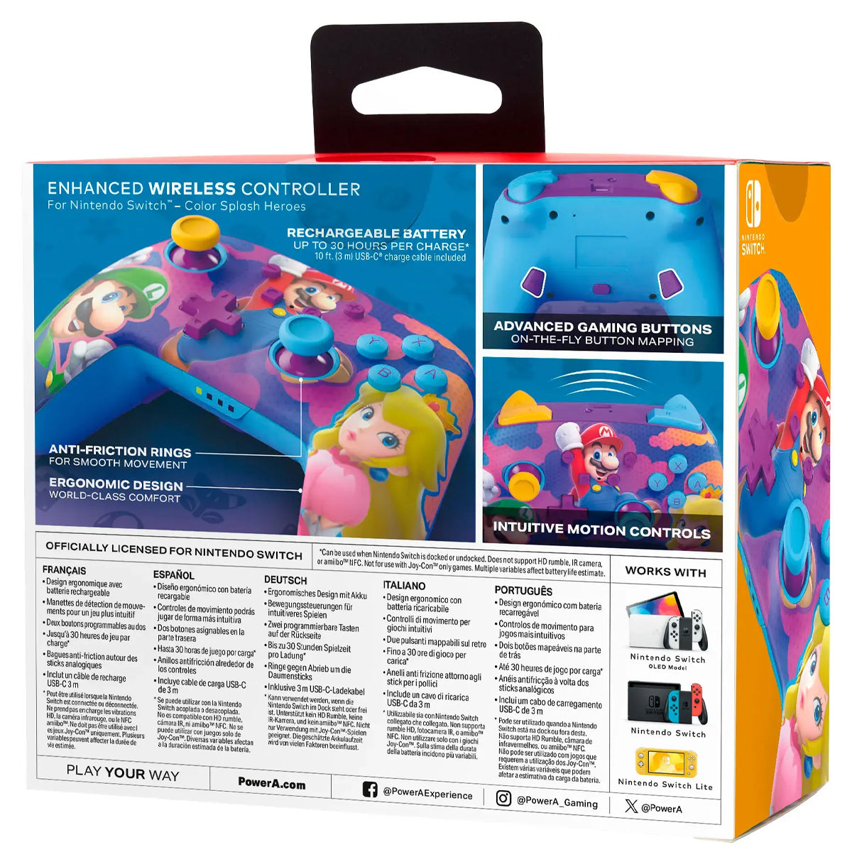 PowerA Super Mario Enhanced Wireless Controller for Nintendo Switch (Color Splash Heroes)