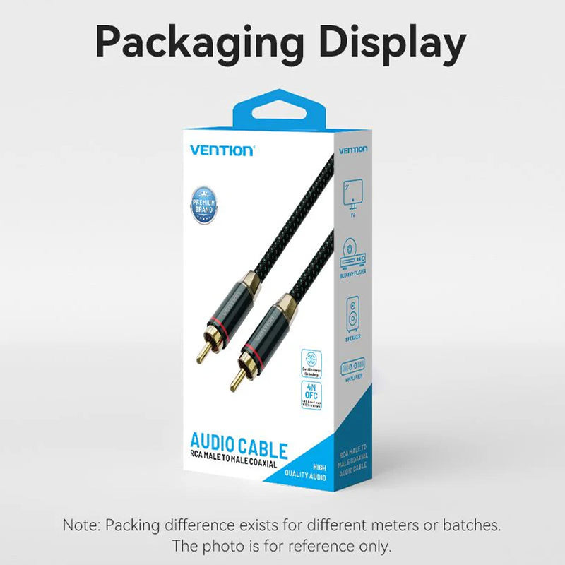 Vention Cotton Braided RCA Male to Male Coaxial Audio Cable - Green Copper Type 2M (BCTGH)