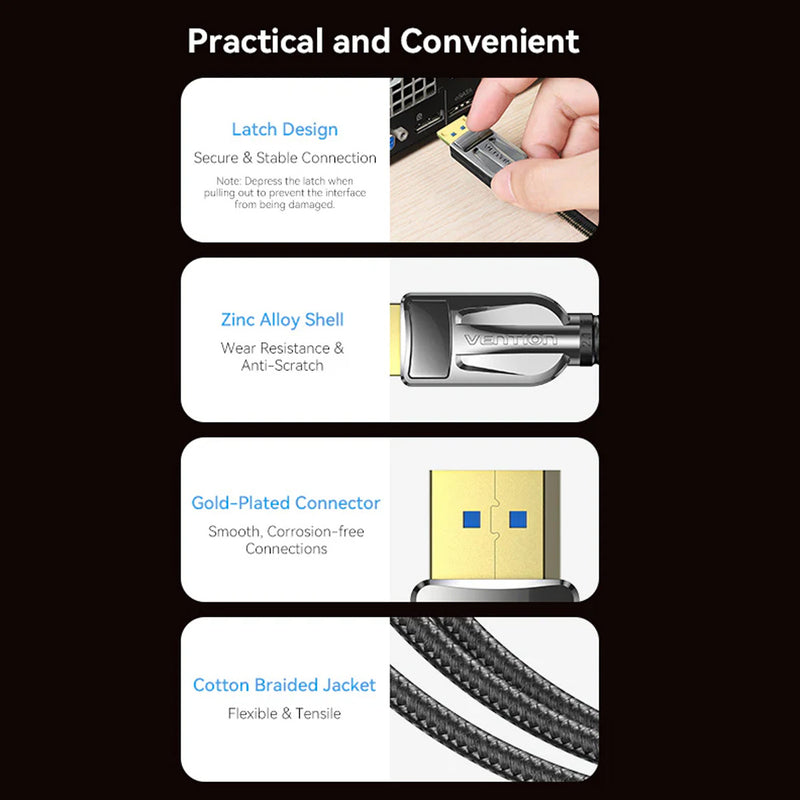 Vention 16K DisplayPort Cable - 2M (HGABH)