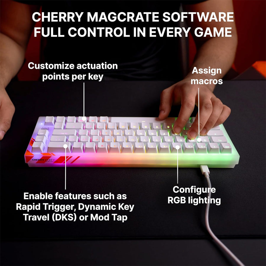 Cherry XTRFY K5 PRO TMR Compact Magnetic Gaming Keyboard (White) (Cherry MK Crystal Switch)