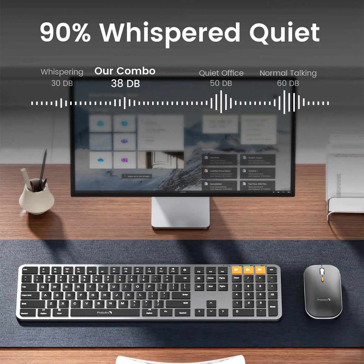 ProtoArc KM100-A Bluetooth Triple Channel Ulta-Slim Backlit Keyboard and Mouse Combo