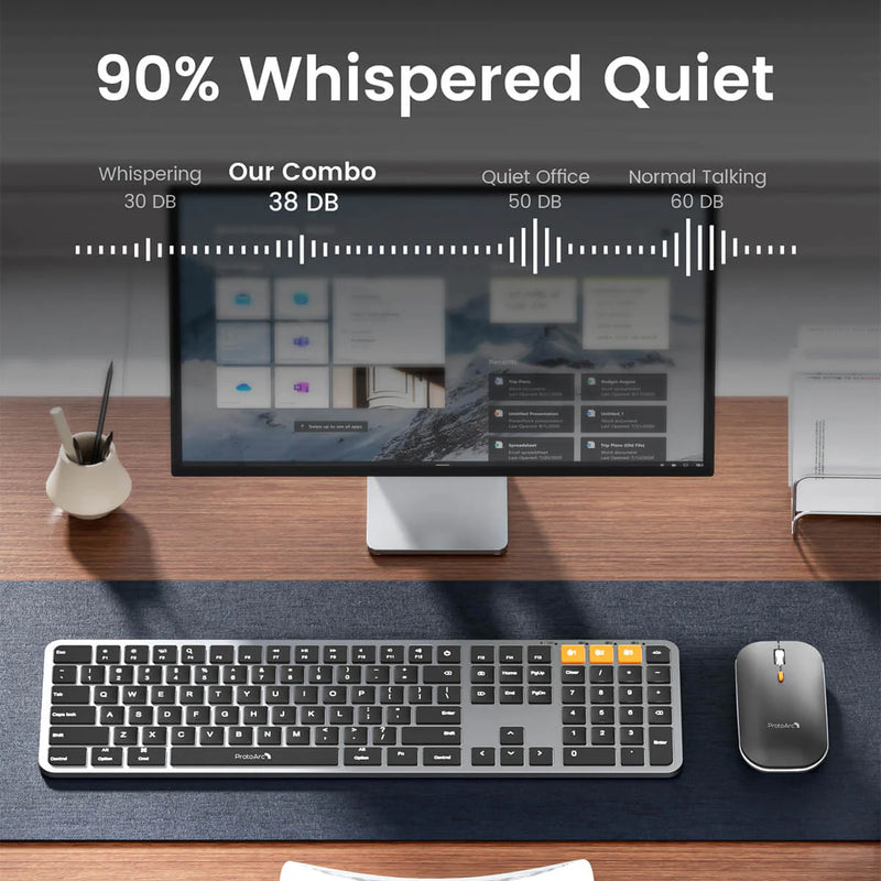 ProtoArc KM100-A Bluetooth Triple Channel Ulta-Slim Backlit Keyboard and Mouse Combo