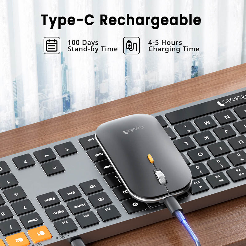 ProtoArc KM100-A Bluetooth Triple Channel Ulta-Slim Backlit Keyboard and Mouse Combo