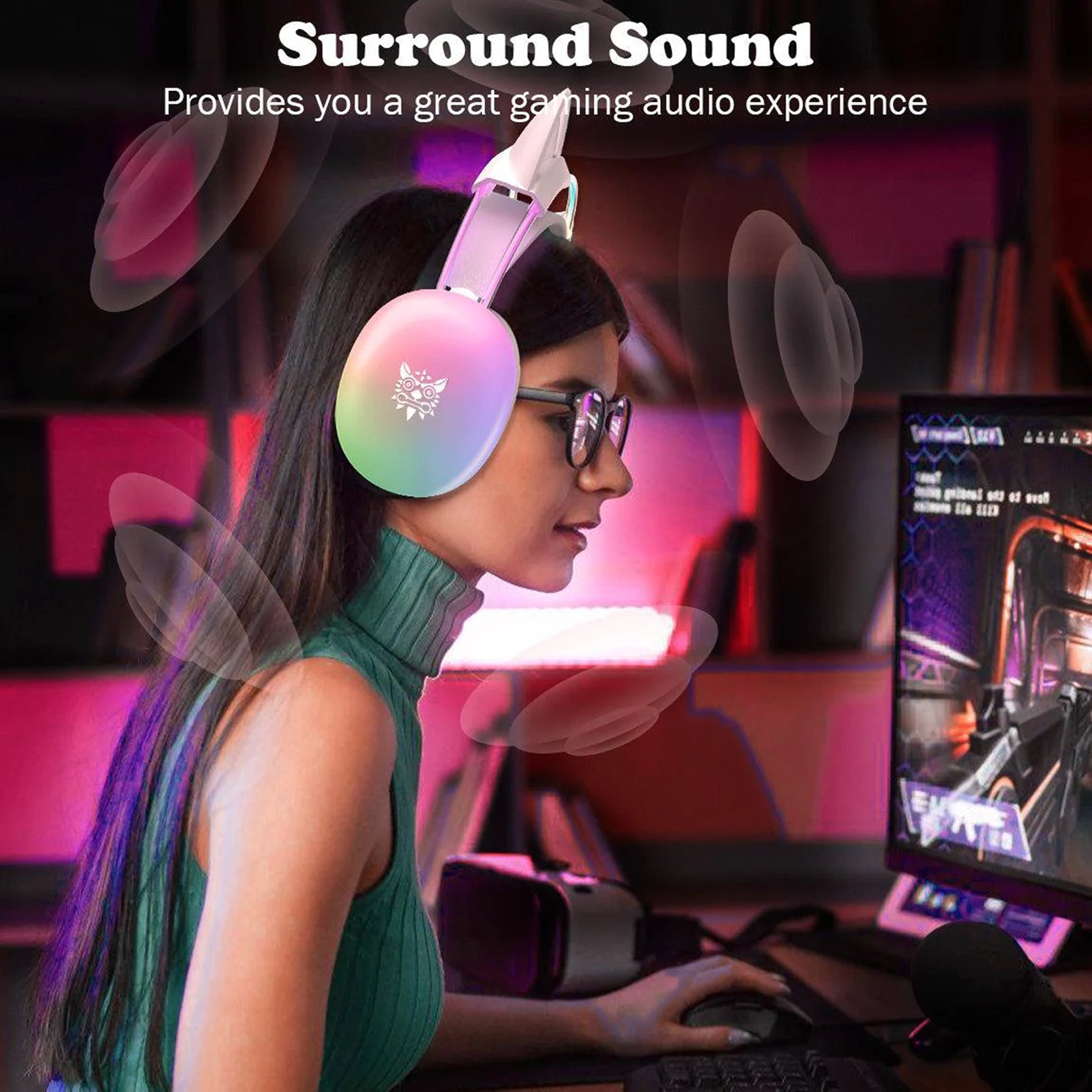 Onikuma X25 Cat Ears RGB Professional Gaming Headset with Noise Cancellation Microphone