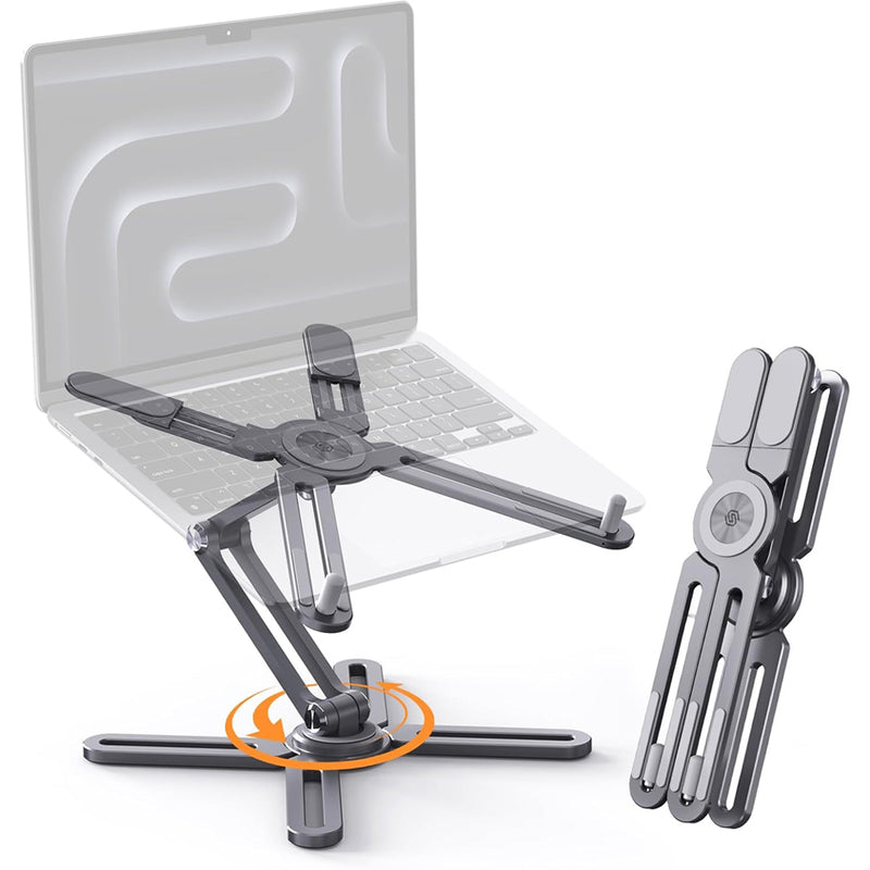 SODI 300 Foldable & Flexible X Shape Design Laptop Stand with 360 Rotating Base (Grey)