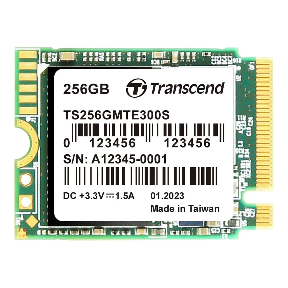Transcend 2230 PCIE Gen X4 3D NAND NVME SSD (256GB, 512GB, 1TB)  (TS256GMTE300S, TS512GMTE300S, TS1TMTE300S) - Main Image