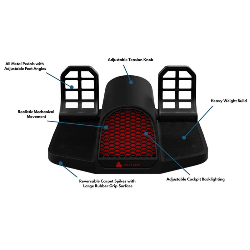 Honeycomb Charlie Rudder Pedals with Adjustable Tension