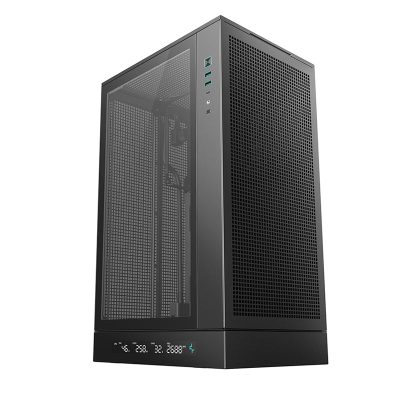 Deepcool CH270 Digital High Airflow Vertical M-ATX Compact Case with Data Screen (Black, White)