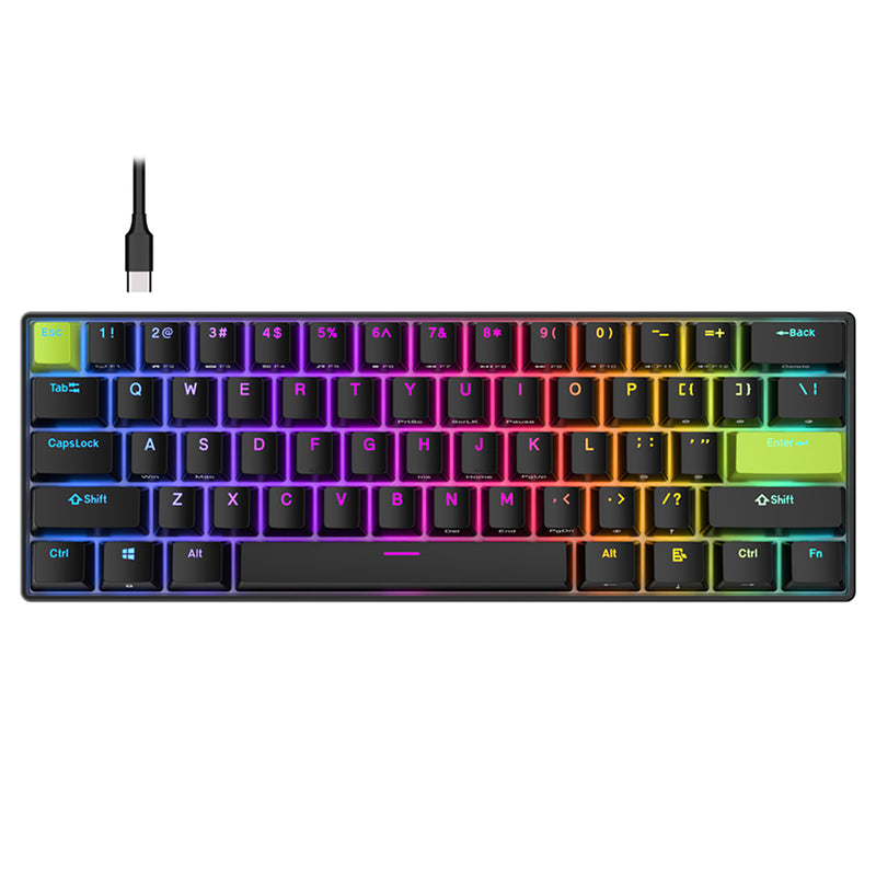 Royal Kludge RK-C61 Single-Mode RGB 61 Keys Hot Swappable Magnetic Mechanical Keyboard Black/Green