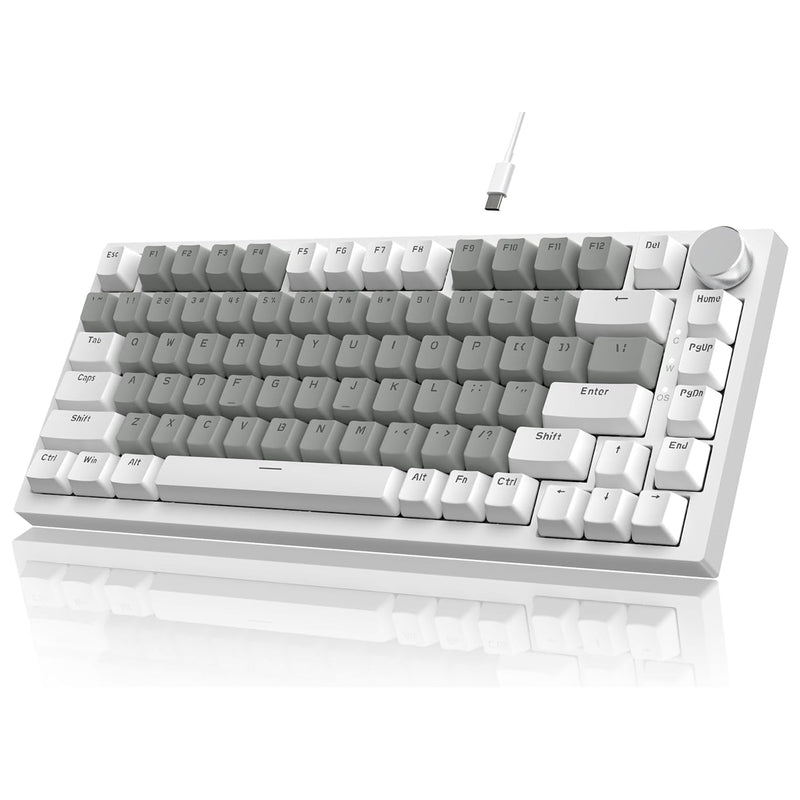 Ajazz AK820 White Backlit Wired 75% Hot-Swappable Mechanical Keyboard