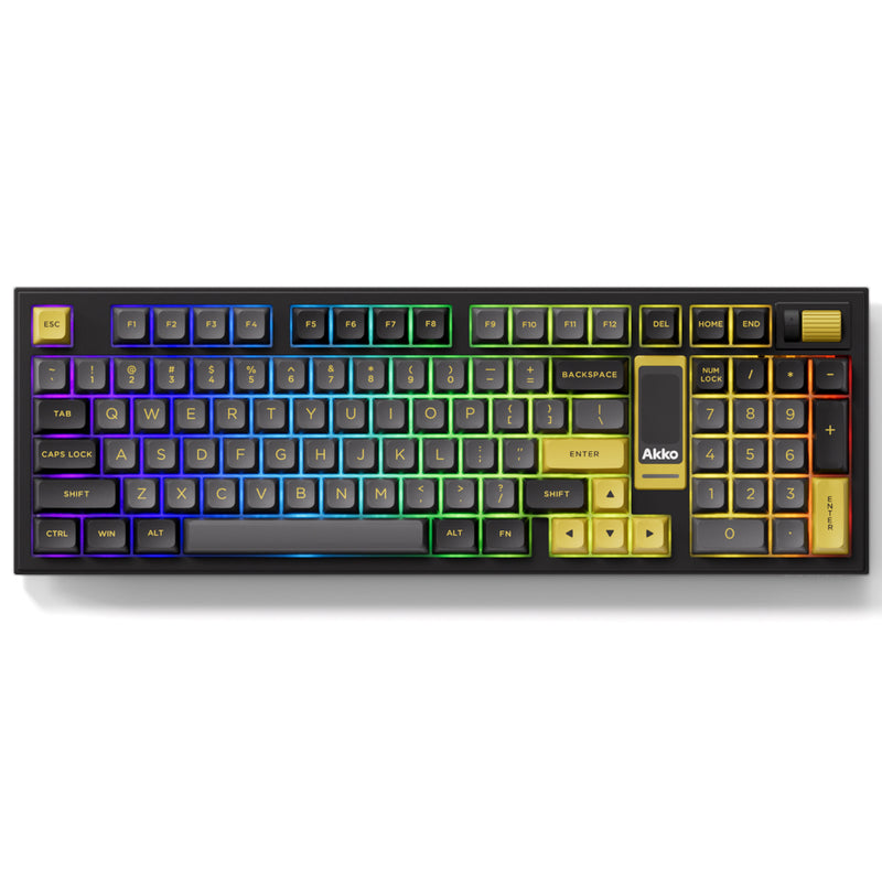 Akko 5098B Black & Gold Multi-Mode RGB Hot-Swappable Mechanical Keyboard with 1.47" LCD Screen