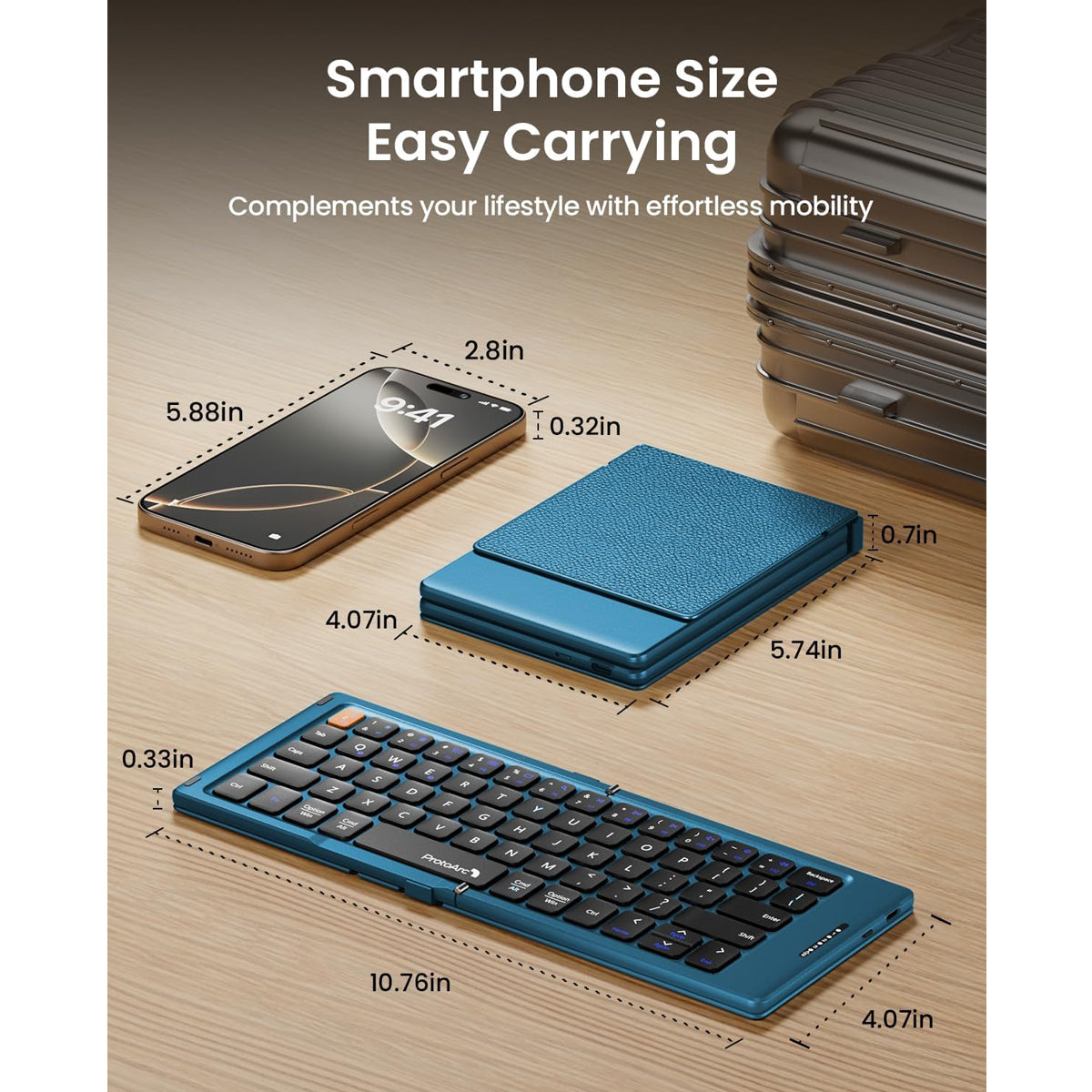 ProtoArc XK04 Foldable Compact Bluetooth Keyboard (Blue) (CP015944)