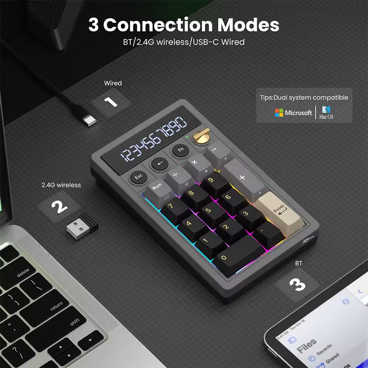 Royal Kludge M20 Tri-Mode RGB 2-in-1 Numeric KeyPad & Calculator
