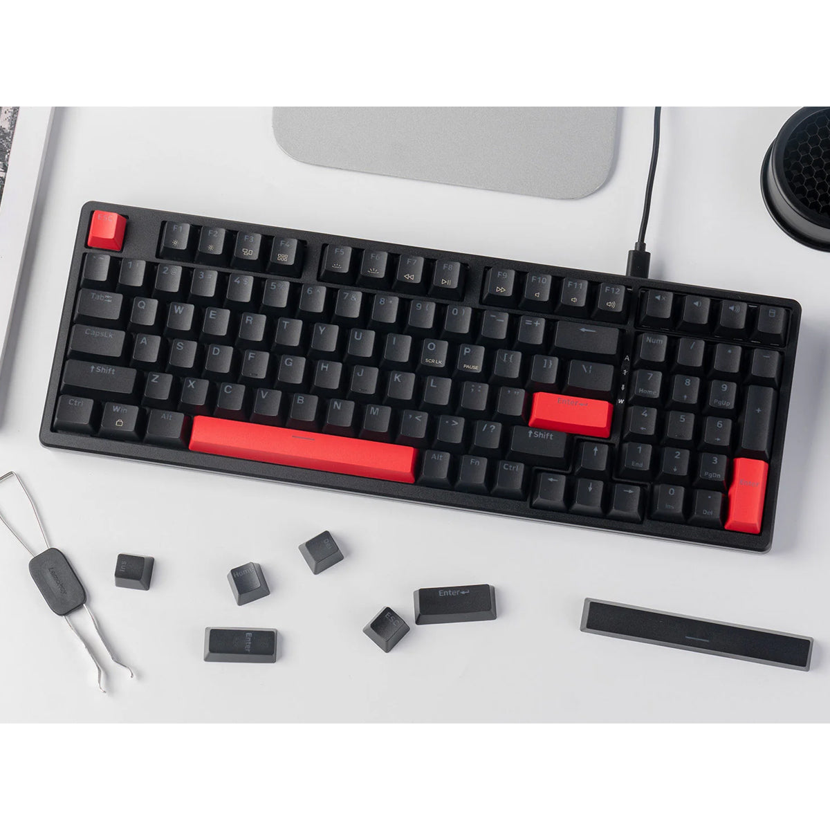 Keychron Lemokey X5 QMK Red Backlight 96% Wired Mechanical Gaming Keyboard 