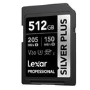 Lexar Professional SILVER PLUS SDXC UHS-I C10 U3 V30 205MB/s Read 150MB/s Write SD Card (128GB, 256GB, 512GB, 1TB)