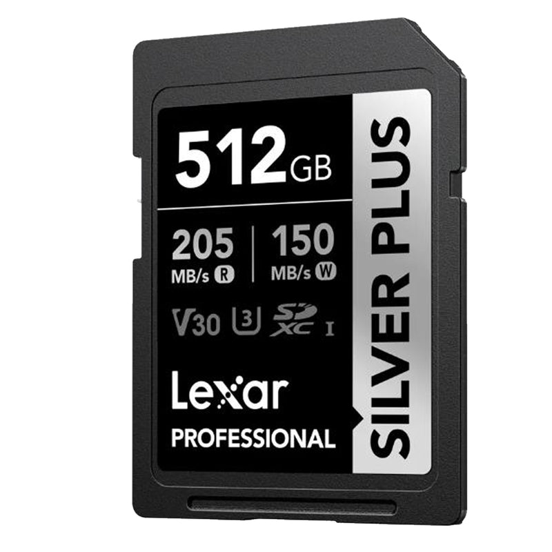 Lexar Professional SILVER PLUS SDXC UHS-I C10 U3 V30 205MB/s Read 150MB/s Write SD Card (128GB, 256GB, 512GB, 1TB)