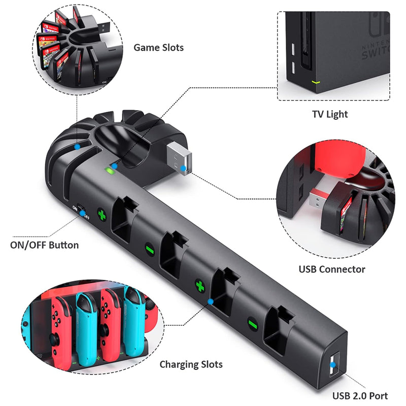 KDD Controller Charging Station for Nintendo Switch (Black) (KDD-001)