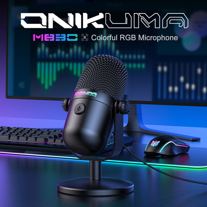 Onikuma M830 Colorful RGB USB Condenser Microphone (Black)