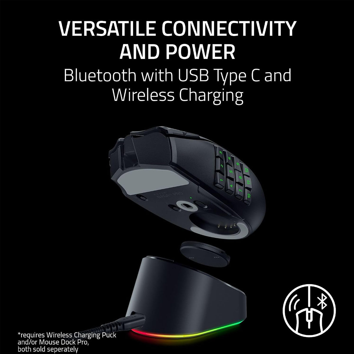 Razer Naga V3 Pro MMO Wireless Gaming Mouse (Black)