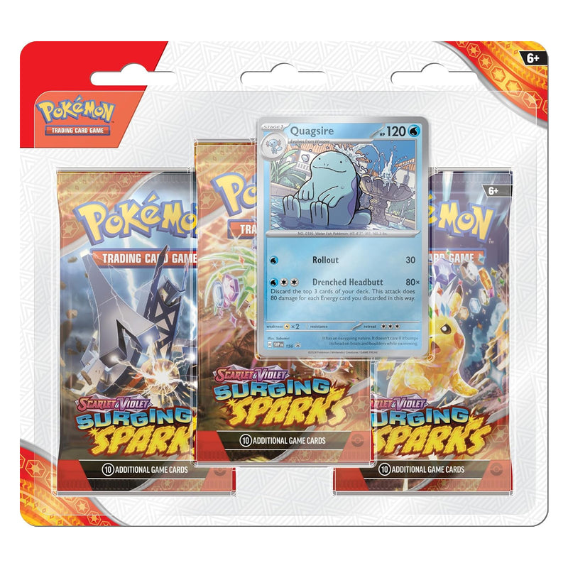 Pokemon Trading Card Game SV08 Scarlet & Violet Surging Sparks 3 Blister Pack (Quagsire, Zapdos)