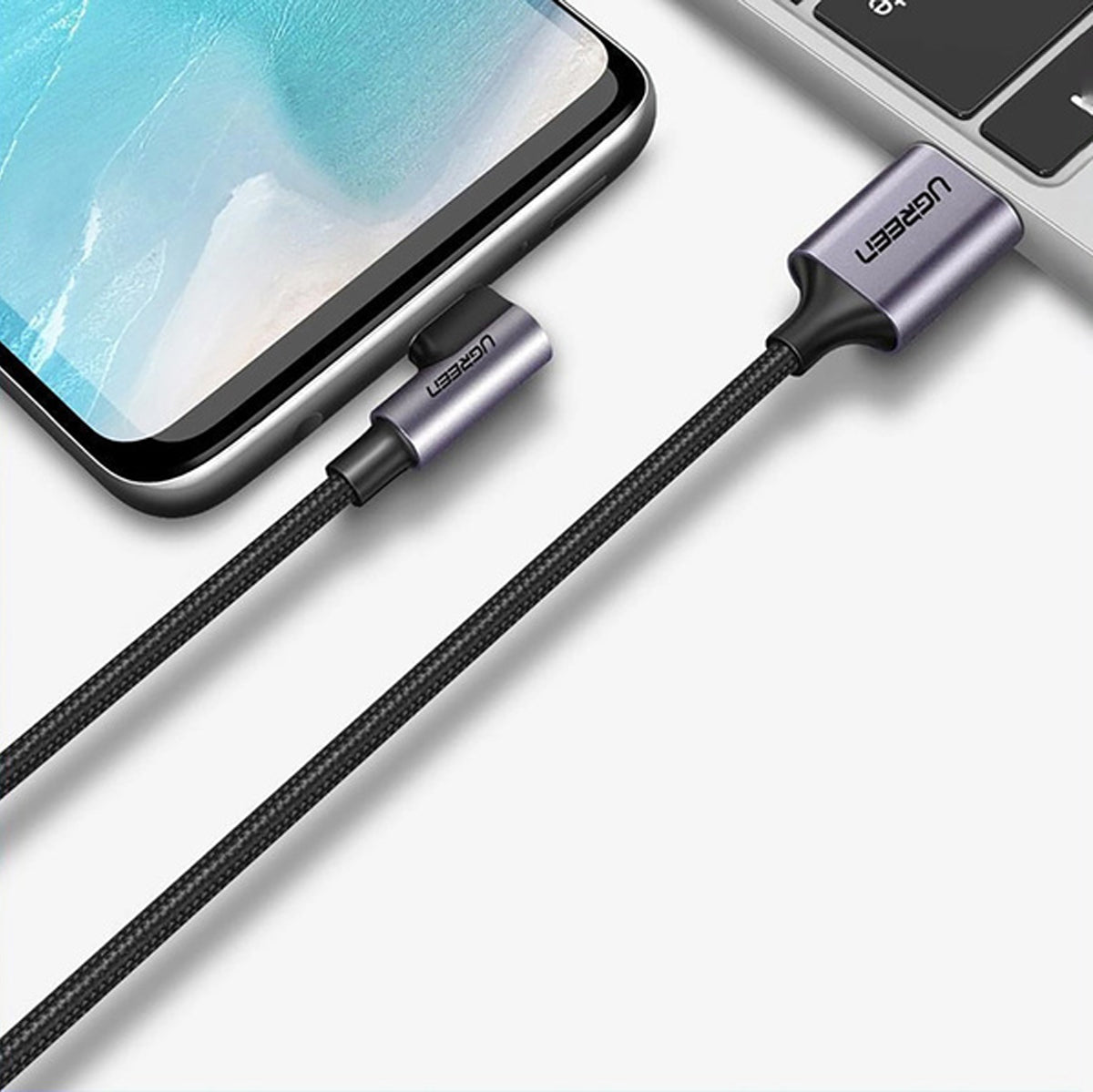 Ugreen Right Angle USB-A to USB-C Data Cable - 3m (Space Gray) (US284/70255)