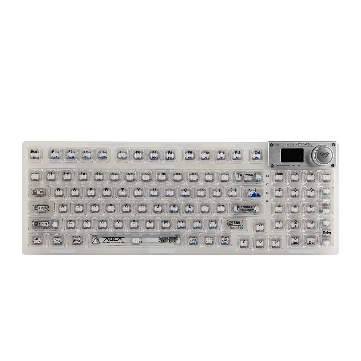 Aula F98 Pro Wireless & Bluetooth 99 Keys 3-In-1 Hot-Swappable Mechanical Keyboard (White)