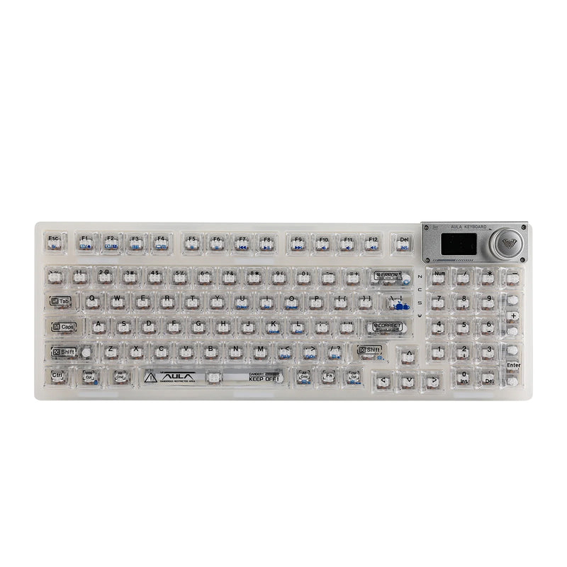 Aula F98 Pro Wireless & Bluetooth 99 Keys 3-In-1 Hot-Swappable Mechanical Keyboard (White)