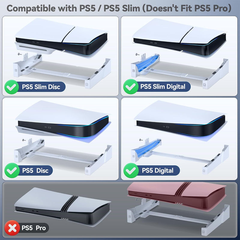 OIVO Adjustable Horizontal Stand for PS5 / PS5 Slim / PS5 Pro (White)