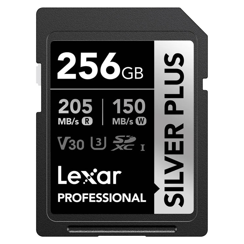 Lexar Professional SILVER PLUS SDXC UHS-I C10 U3 V30 205MB/s Read 150MB/s Write SD Card (128GB, 256GB, 512GB, 1TB)