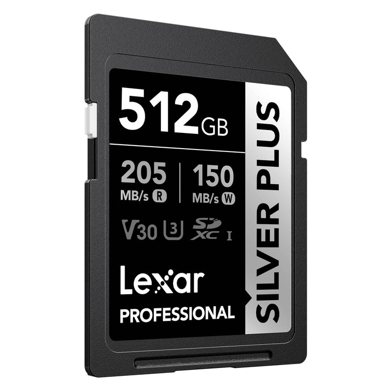 Lexar Professional SILVER PLUS SDXC UHS-I C10 U3 V30 205MB/s Read 150MB/s Write SD Card (128GB, 256GB, 512GB, 1TB)