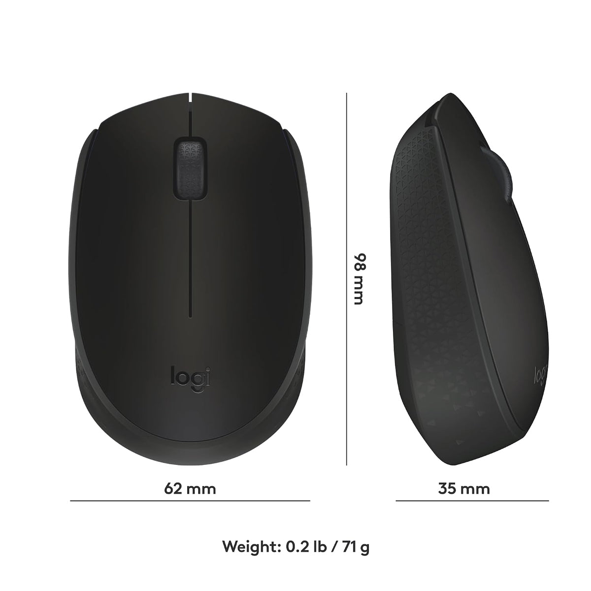 Logitech B170 2.4Ghz Wireless Mouse (Black) (910-004659)