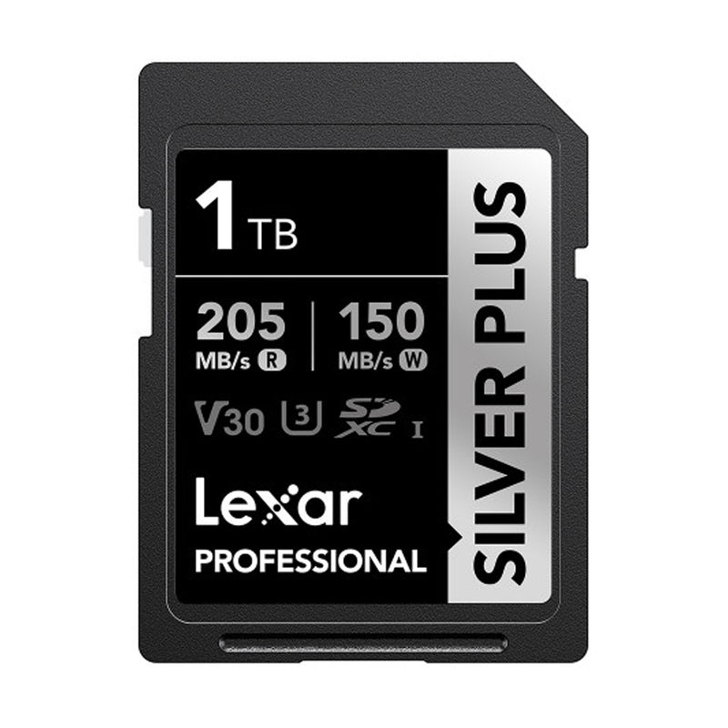 Lexar Professional SILVER PLUS SDXC UHS-I C10 U3 V30 205MB/s Read 150MB/s Write SD Card (128GB, 256GB, 512GB, 1TB)