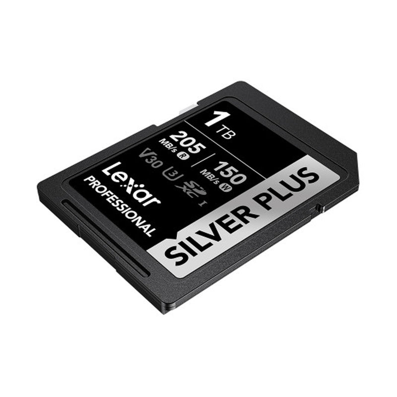 Lexar Professional SILVER PLUS SDXC UHS-I C10 U3 V30 205MB/s Read 150MB/s Write SD Card (128GB, 256GB, 512GB, 1TB)