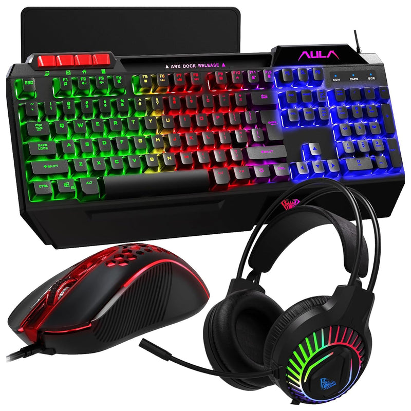 Aula T650 4-in-1 Gaming Combo - Wired Membrane Keyboard/Mouse/Headset/Mouse Pad
