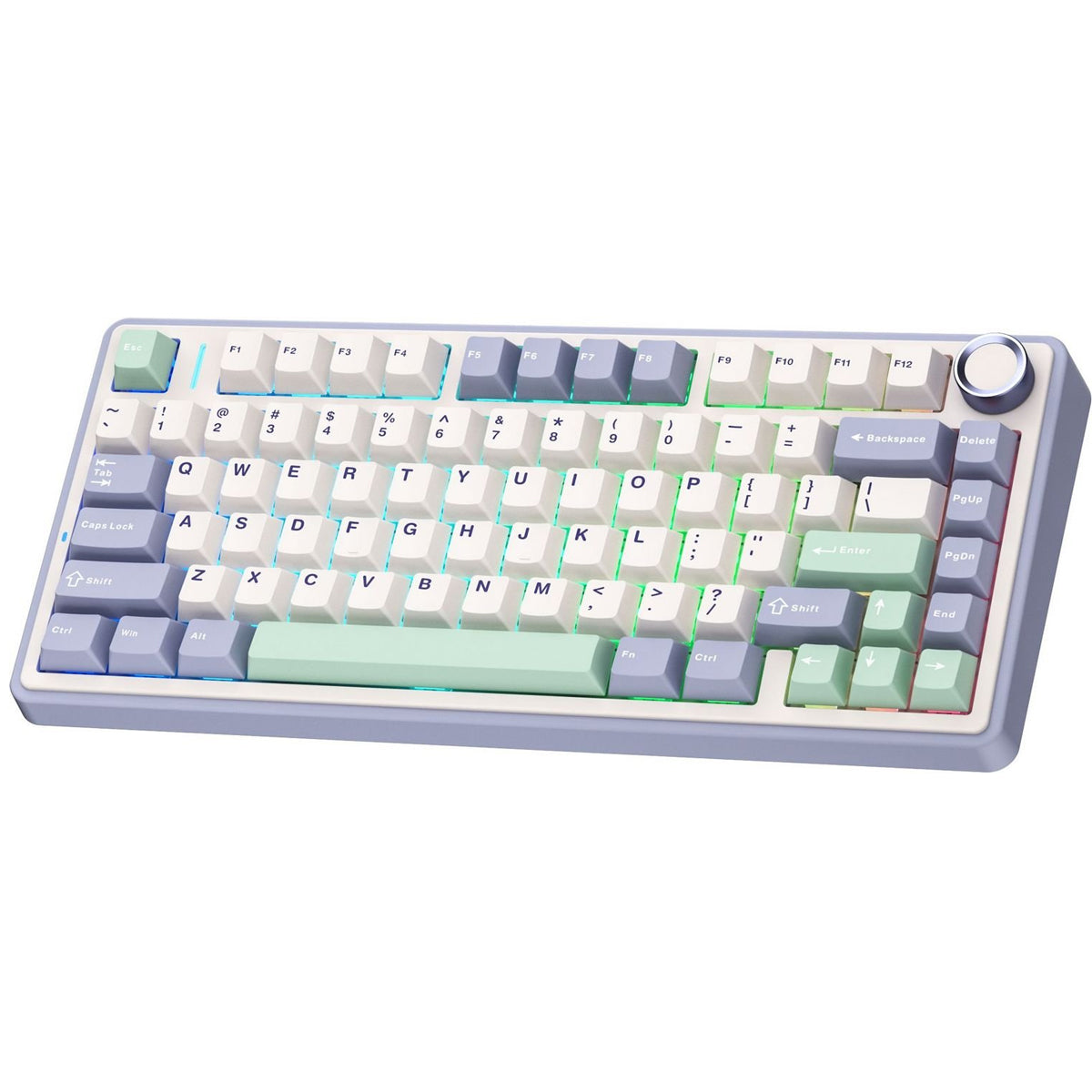 Aula F75 Wireless & Bluetooth 80 Keys Mechanical Keyboard (Purple/Beige/Lightgreen)