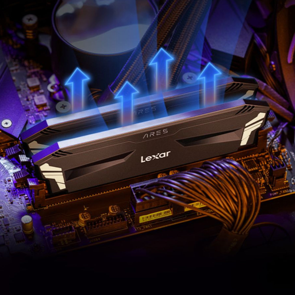 Lexar Ares DDR4 RGB 16GB (2x8GB) 3600Mhz XMP OC Gaming Desktop Memory With Heatsink (Black)