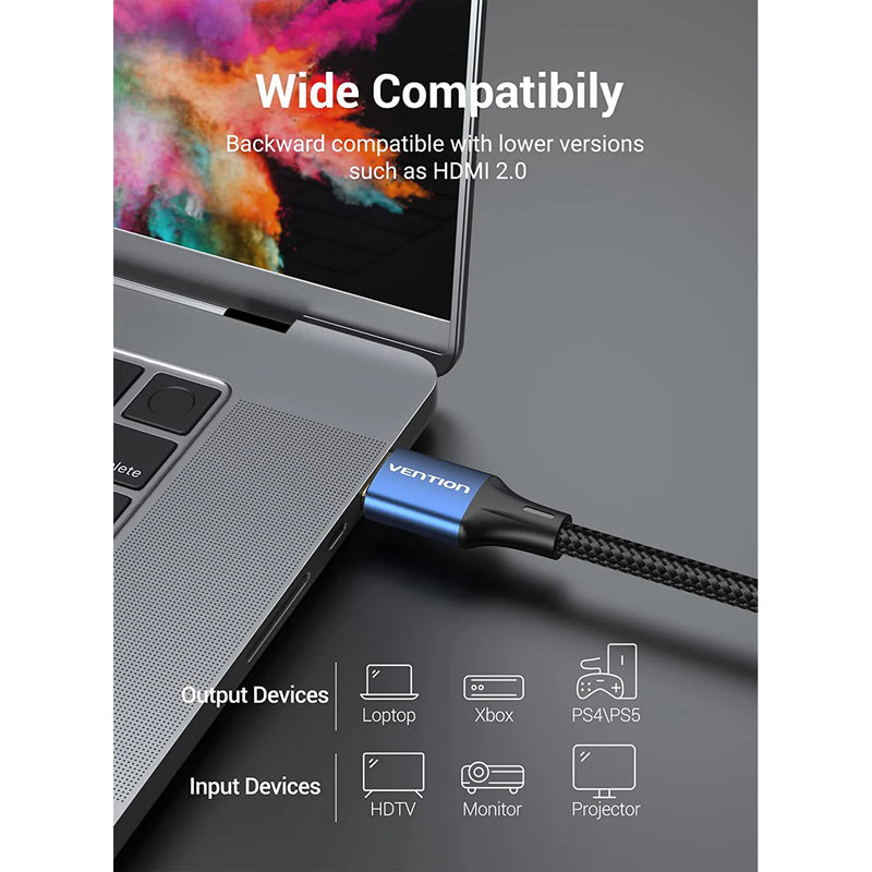 Vention Cotton Braided HDMI-A Male to Male HD Cable 8K Aluminum Alloy Type