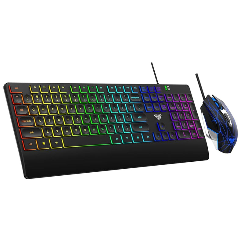 Aula Wind T201 Wired Membrane Gaming Keyboard & Mouse Combo (Black)