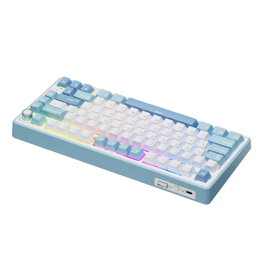 Royal Kludge R75Pro QMK Tri-Mode RGB 80 Keys Hot-Swappable Mechanical Keyboard Rhythm Blue