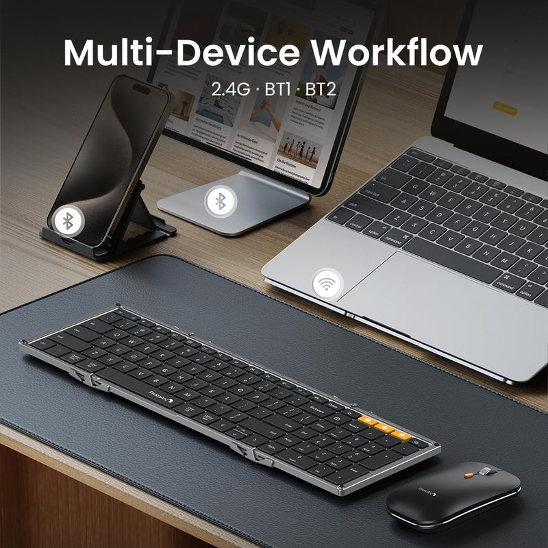 ProtoArc XKM01 Foldable Full-Size Wireless Keyboard and Mouse Combo
