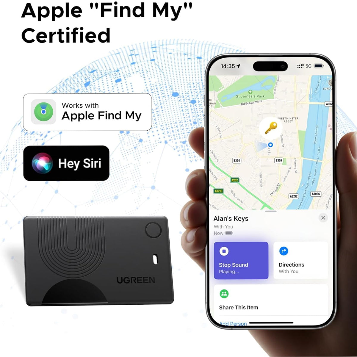 Ugreen Finder Slim 2 - 2-Pack Non-Rechargeable (Black) (CM920/75120A)