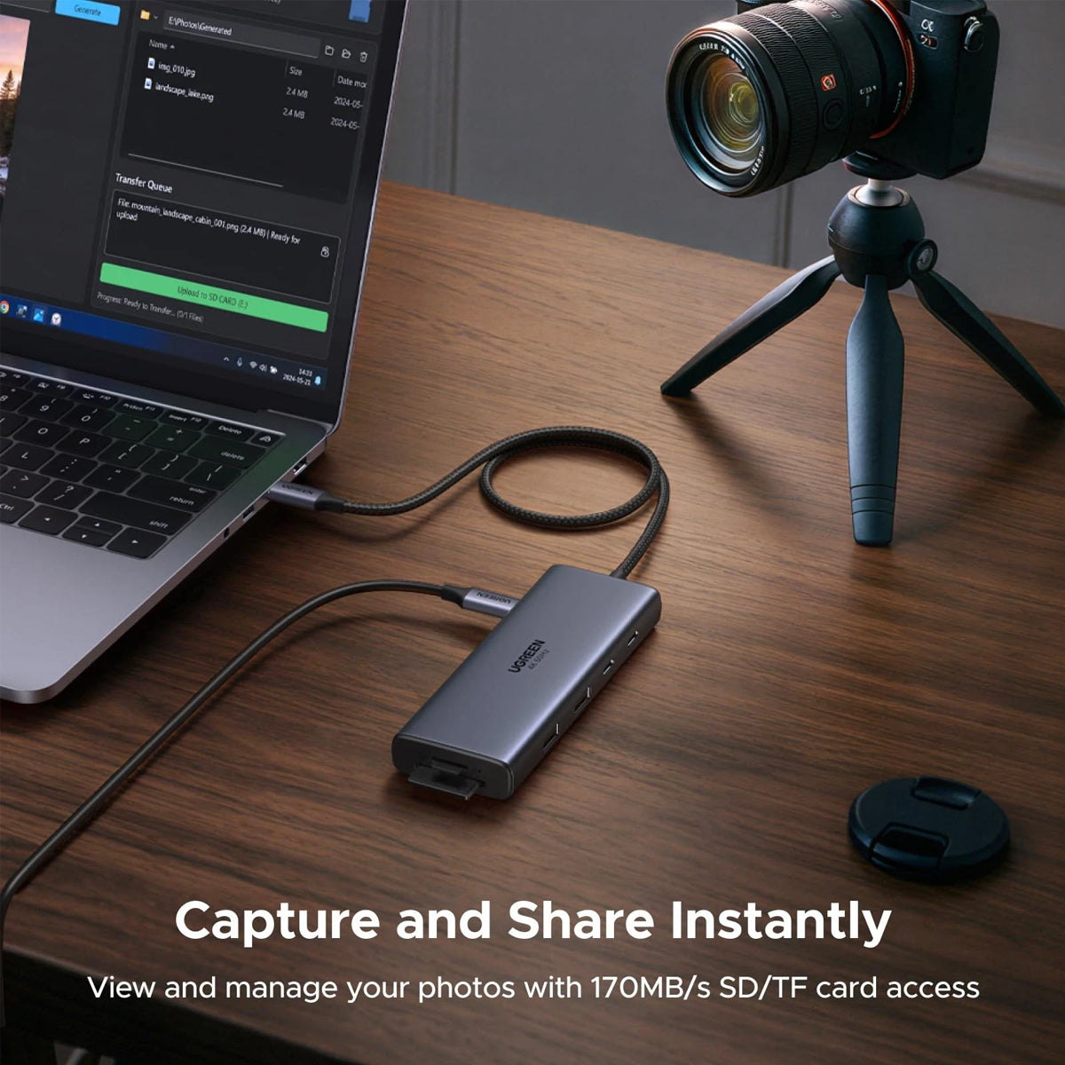 Ugreen 9-in-1 USB-C Hub - USB-C to + 2xHDMI + USB3.0 + USB-A 2.0 + SD + TF + PD - 38cm