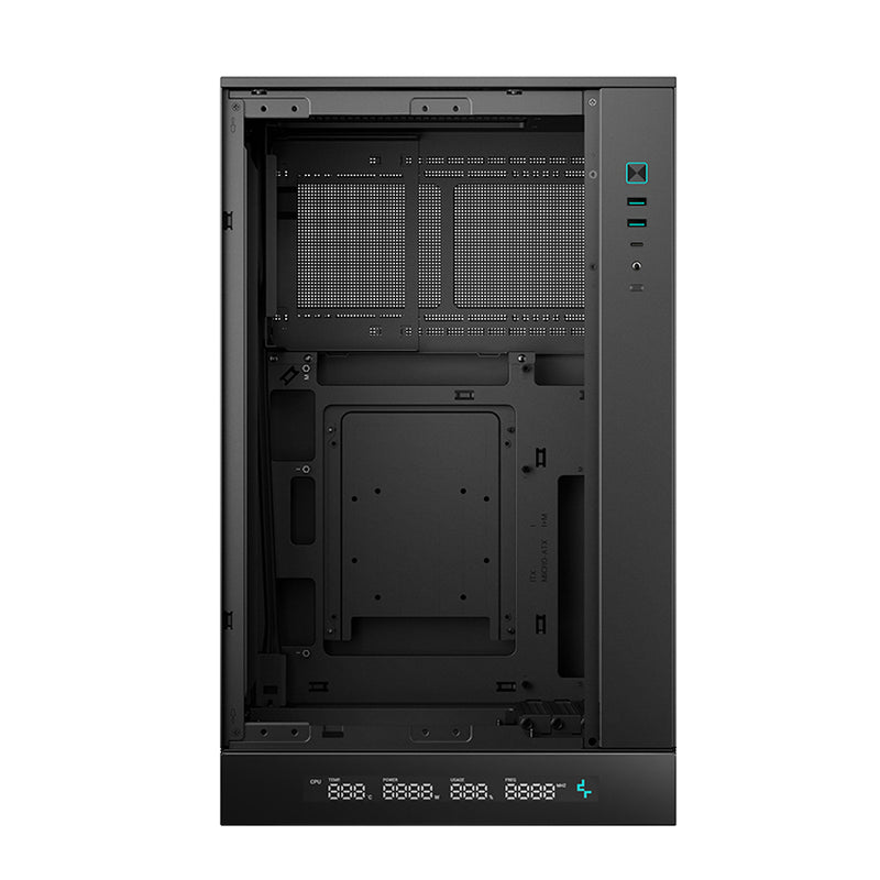 Deepcool CH270 Digital High Airflow Vertical M-ATX Compact Case with Data Screen (Black, White)