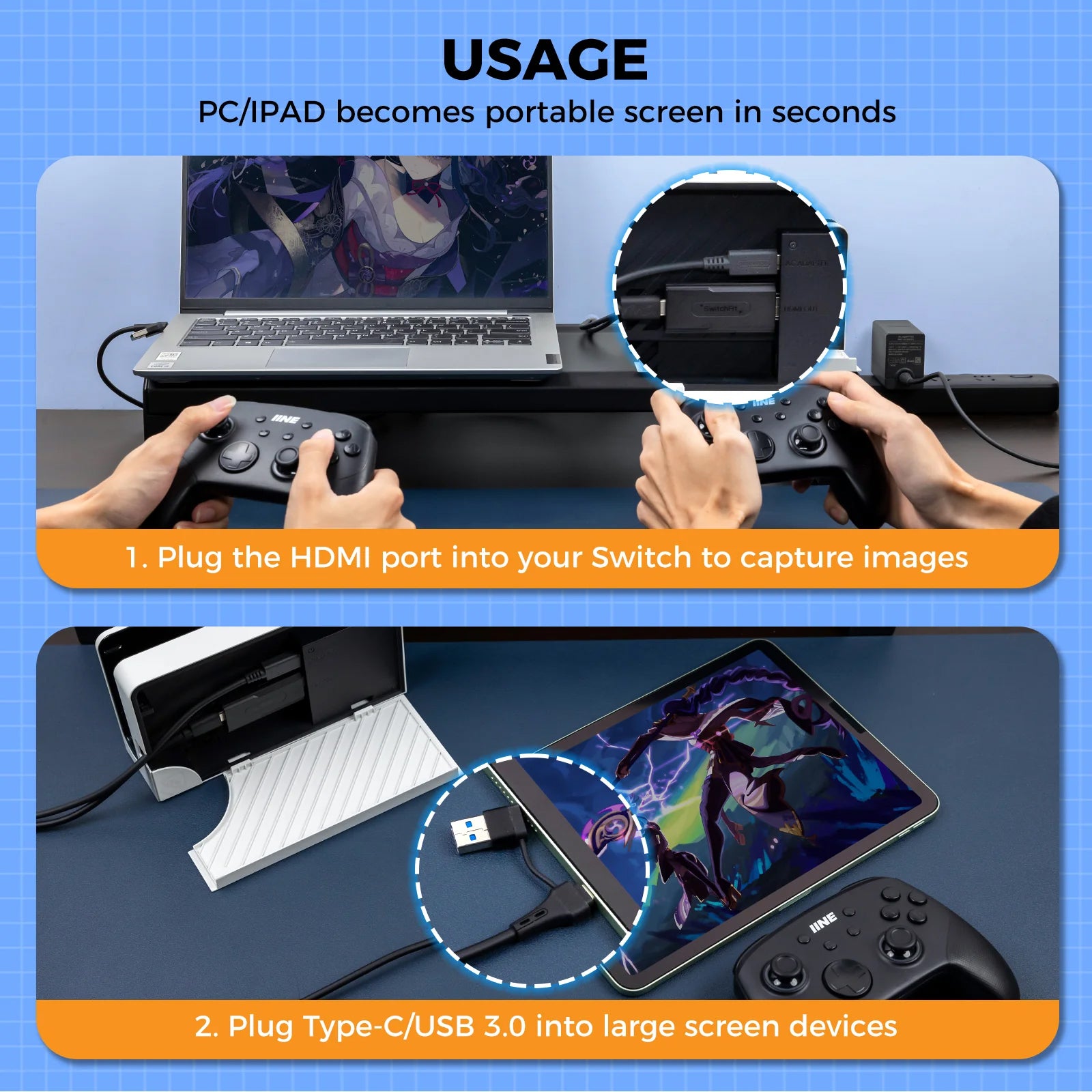 IINE Video Capture Card Adapter for Nintendo Switch (L899