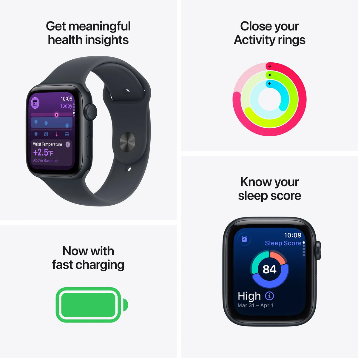 Apple Watch SE 3 GPS 44mm Aluminum Case with Midnight Sport Band M/L (Midnight) (MEHQ4X/A)