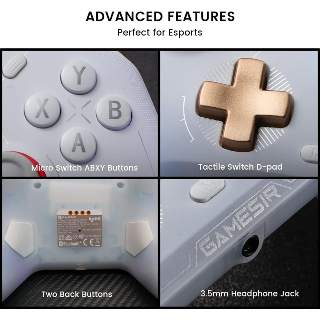 GameSir Cyclone 2 Multiplatform Wireless Controller- TMR Electromagnetic Joysticks&Hall Effect Switch triggers,6-axis Gyro Gaming Controller for Switch/PC/iOS/Android/Steam (Phantom White Bundle GameSir Cyclone 2 Multiplatform Wireless Controller- TMR Electromagnetic Joysticks&Hall Effect Switch triggers,6-axis Gyro Gaming Controller for Switch/PC/iOS/Android/Steam (Phantom White Bundle
