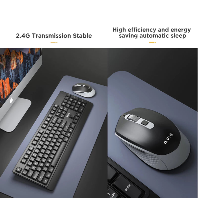 Aula AC203 2.4GHz Wireless Keyboard & Mouse Combo (Black)