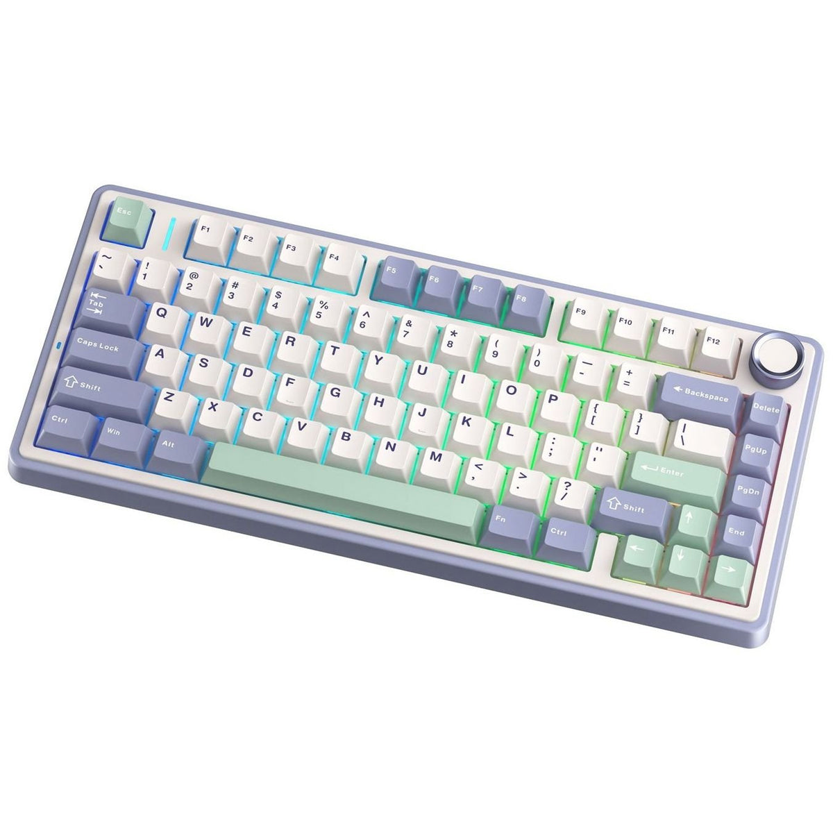 Aula F75 Wireless & Bluetooth 80 Keys Mechanical Keyboard (Purple/Beige/Lightgreen)