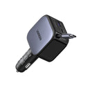 Ugreen Nexode 60W 1xUSB-C + 1xUSB-A Fast Car Charger with Retractable Cable for Tablets/Phones 